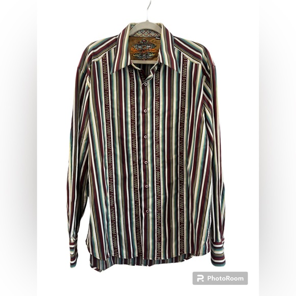 Robert Graham Shirt Men's‎ Striped Flip Cuff Size XL - Picture 1 of 11